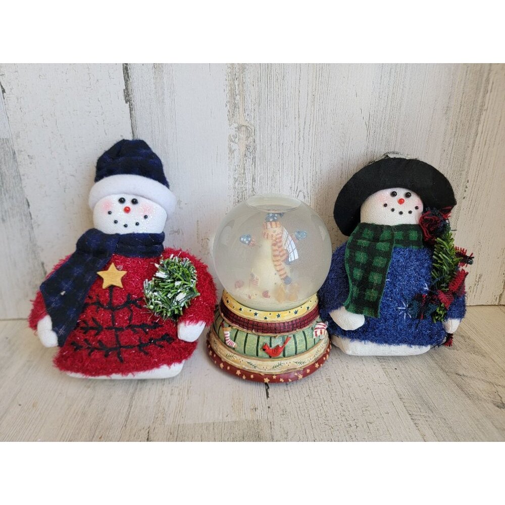 Snowglobe‎ snowman plushie variety set xmas home decor vintage figure